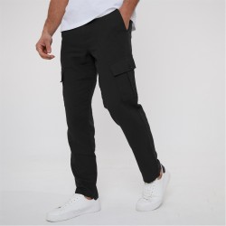 панталони,мъжки,панталони,threadbare,linen,blend,cargo,trousers,black