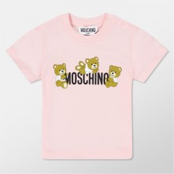 детска,тениска,детски,3/4,панталони,moschino,logo,t,shirt,&amp;,short,set,infants,pink,50209