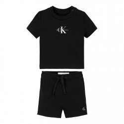 тениска,calvin,klein,jeans,monogram,logo,t,shirt,shorts,set,ck,black,beh