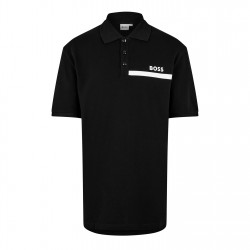 Boss Kids Short-Sleeve Polo with Logo Design - Black 09B дрехи,за,училище,детски,блузи,с,яка,детски,3/4,панталони,boss,kids,short,sleeve,polo,with,logo,design,black,09b