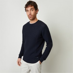 пуловер,мъжки,пуловери,threadbare,crochet,knit,crew,neck,jumper,navy