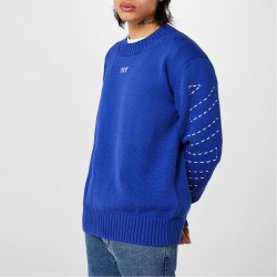 пуловер,облекла,на,разпродажба,мъжки,пуловери,off,white,stitch,arrows,diagonal,knit,jumper,blue