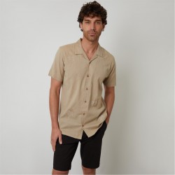 риза,с,къс,ръкав,threadbare,linen,blend,palm,embroidered,short,sleeve,shirt,stone