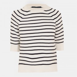 пуловер,дамски,плетени,дрехи,french,connection,lily,mozart,striped,short,sleeve,jumper,40,wht,utility