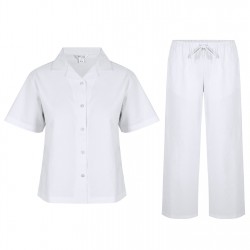 пижама,miso,women's,oxford,revere,collar,pyjama,set,white