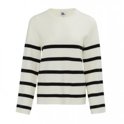 пуловер,дамски,плетени,дрехи,дамски,облекла,размер,be,you,you,women,stripe,long,sleeve,jumper,cream