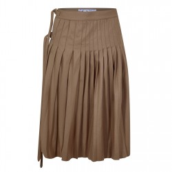 off,white,pleated,skirt,camel