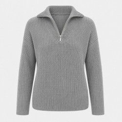 Дамска жилетка I Saw It First Womens Quarter-Zip Long-Sleeve Cardigan - Grey дамска,жилетка,дамски,плетени,дрехи,i,saw,it,first,women,s,quarter,zip,long,sleeve,cardigan,grey