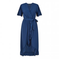 рокля,дамски,поли,и,рокли,mela,london,mela,london,greenwrap,over,frill,hem,dress,navy