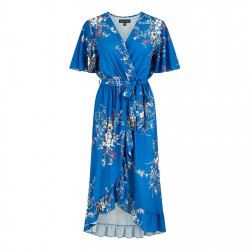 рокля,дамски,поли,и,рокли,mela,london,mela,london,blue,floral,dip,hem,wrap,midi,dress,blue