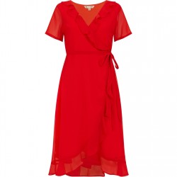 Рокля Yumi Yumi Green Frill Wrap Dress - Red рокля,дамски,поли,и,рокли,yumi,yumi,green,frill,wrap,dress,red