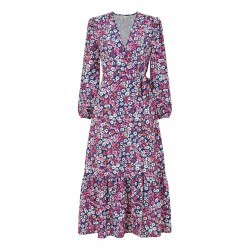 рокля,дамски,поли,и,рокли,yumi,yumi,green,daisy,print,wrap,midi,dress,pink