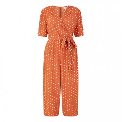 дамски,летни,гащеризони,yumi,yumi,navy,spot,print,retro,culotte,jumpsuit,burnt,orange
