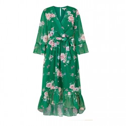 рокля,дамски,поли,и,рокли,yumi,yumi,green,floral,wrap,dress,with,dipped,hem,green