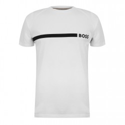 Тениска Boss Men's Logo Cotton Short Sleeve Crew Neck Slim Fit T-Shirt - White 100 тениска,мъжки,тениски,boss,men's,logo,cotton,short,sleeve,crew,neck,slim,fit,t,shirt,white,100