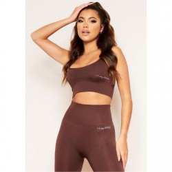 къса,блуза,дамски,топове,missy,empire,sport,cross,strap,seamless,gym,crop,top,chocolate