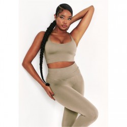 къса,блуза,дамски,топове,missy,empire,sport,cross,strap,seamless,gym,crop,top,olive