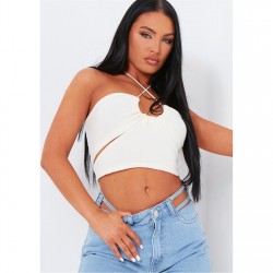 къса,блуза,дамски,топове,missy,empire,cross,over,crop,top,cream