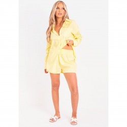 Къси панталони Missy Empire Cotton Oversized High Waisted Runner Shorts - Lemon къси,панталони,дамски,къси,панталони,missy,empire,cotton,oversized,high,waisted,runner,shorts,lemon