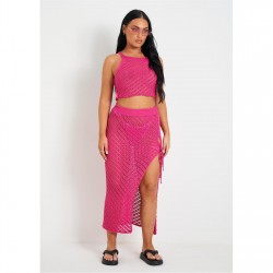 пола,дамски,топове,missy,empire,knit,beach,crop,top,and,midi,skirt,set,pink