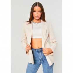 Сако Missy Empire Tailored Oversized Blazer - Beige сако,дамски,поли,и,рокли,missy,empire,tailored,oversized,blazer,beige
