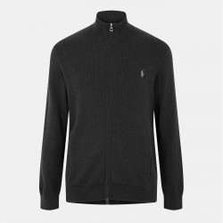 пуловер,мъжки,пуловери,polo,ralph,lauren,men's,knitted,full,zip,crew,neck,jumper,dark,granite