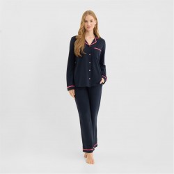 Chelsea Peers ChelsP Wavy Trim PJs Ld62 - G Morning Navy дамски,пижами,chelsea,peers,chelsp,wavy,trim,pjs,ld62,g,morning,navy