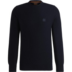 boss,mens,boss,orange,cotton,cashmere,long,sleeve,crew,neck,jumper,anion,dark,blue,404