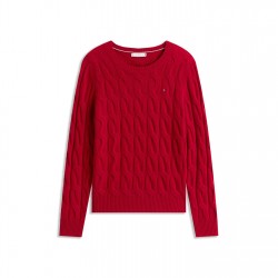 пуловер,дамски,плетени,дрехи,tommy,hilfiger,women's,cable,knit,jumper,regatta,red