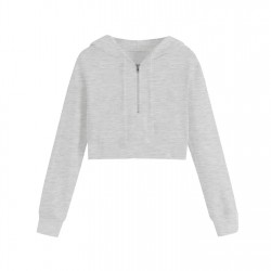 суичър,дамски,горнища,с,качулка,miso,women's,cropped,hoodie,grey