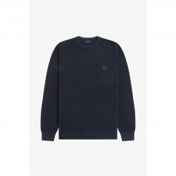 пуловер,мъжки,пуловери,fred,perry,men,s,pique,crew,neck,jumper,navy,608