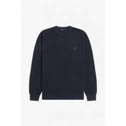 пуловер,мъжки,пуловери,fred,perry,men's,pique,crew,neck,jumper,navy,608