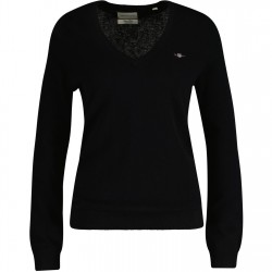 дамски,плетени,дрехи,gant,extrafine,lambswool,v,neck,cream,s,black