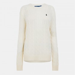 пуловер,дамски,плетени,дрехи,polo,ralph,lauren,women's,cable,crew,neck,jumper,authentic,cream