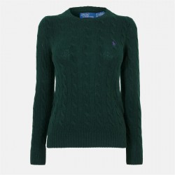 Пуловер Polo Ralph Lauren Women's Cable-Knit V-neck Jumper - COLLEGE GREEN пуловер,дамски,плетени,дрехи,polo,ralph,lauren,women's,cable,knit,v,neck,jumper,college,green