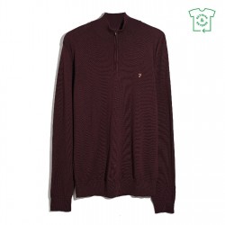 Пуловер Farah Farah quarter Zip Jumper Sn61 - Burgundy 507 пуловер,мъжки,пуловери,farah,farah,quarter,zip,jumper,sn61,burgundy,507