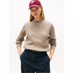 дамски,пуловер,дамски,плетени,дрехи,tommy,hilfiger,womens,cable,knit,jumper,heathered,taupe