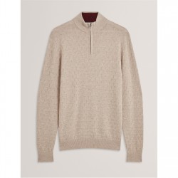 Ted Baker Ted Stitch half zip Sn54 - Natural мъжки,пуловери,мъжки,тениски,ted,baker,ted,stitch,half,zip,sn54,natural