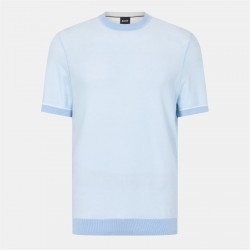 плетена,блуза,мъжки,пуловери,мъжки,тениски,boss,men's,cotton,knitted,top,lt,pas,blue,450