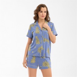 Пижама Chelsea Peers Women's Short Sleeve Pyjama Set - Leopard Sun пижама,дамски,пижами,chelsea,peers,women's,short,sleeve,pyjama,set,leopard,sun