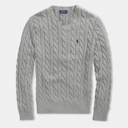 Пуловер Polo Ralph Lauren Cable Knit Jumper - Fawn Gry Htr пуловер,мъжки,пуловери,polo,ralph,lauren,cable,knit,jumper,fawn,gry,htr