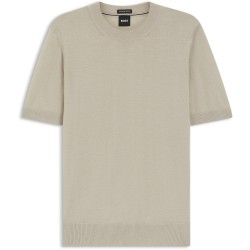 фланелка,с,къс,ръкав,мъжки,пуловери,мъжки,тениски,boss,mens,boss,black,knitted,short,sleeve,top,umauro,beige,286