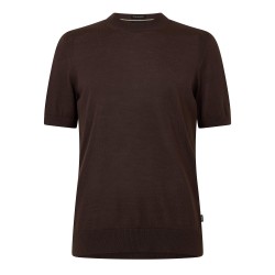 фланелка,с,къс,ръкав,мъжки,пуловери,мъжки,тениски,boss,mens,boss,black,knitted,short,sleeve,top,umauro,dark,brown,207