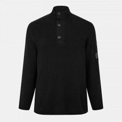 пуловер,мъжки,пуловери,cp,company,men's,quarter,button,knitted,turtle,neck,jumper,black,999