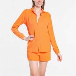 дамски,къси,панталони,be,you,textured,shirt,and,short,set,orange