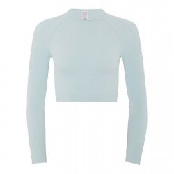 къса,блуза,дамски,топове,hiit,seamless,ribbed,long,sleeve,cropped,top,light,blue