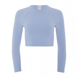 къса,блуза,дамски,топове,hiit,seamless,ribbed,long,sleeve,cropped,top,purple