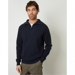 пуловер,мъжки,пуловери,threadbare,men's,kamrul,quarter,zip,knitted,jumper,navy