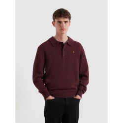 горнище,с,цип,мъжки,пуловери,farah,men,s,matson,lambswool,knit,quarter,zip,top,bordeaux,507