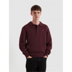 горнище,с,цип,мъжки,пуловери,farah,men's,matson,lambswool,knit,quarter,zip,top,bordeaux,507